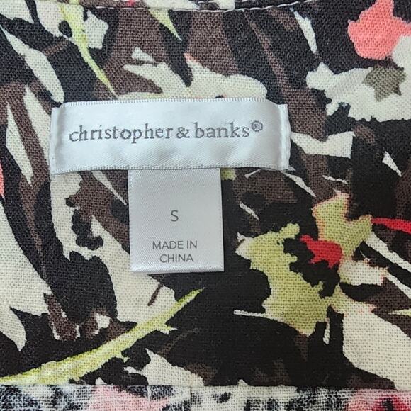 CJ Banks Multicolor Floral Print Linen Lightweight Jacket Oversized Button W SM - Picture 3 of 12